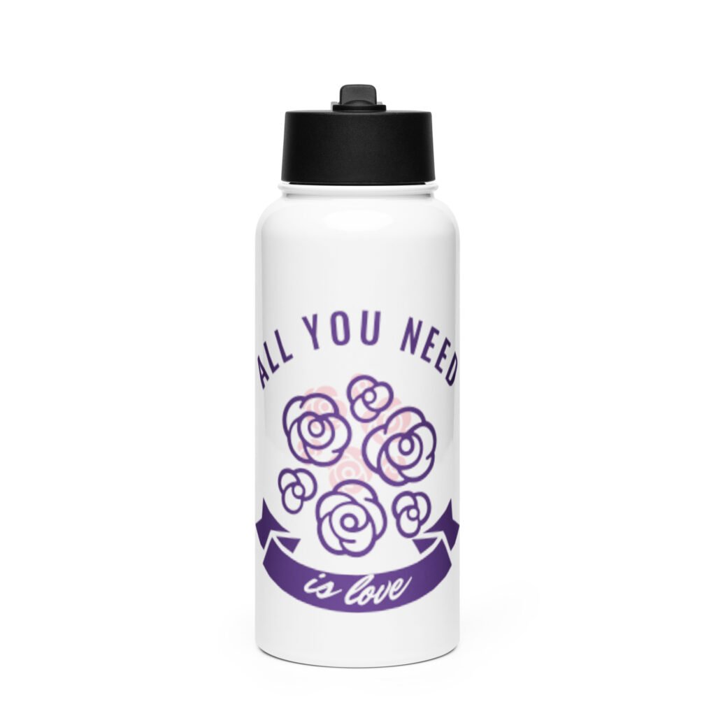Stainless steel water bottle with a straw lid