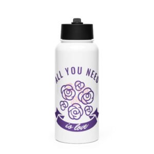 Stainless steel water bottle with a straw lid