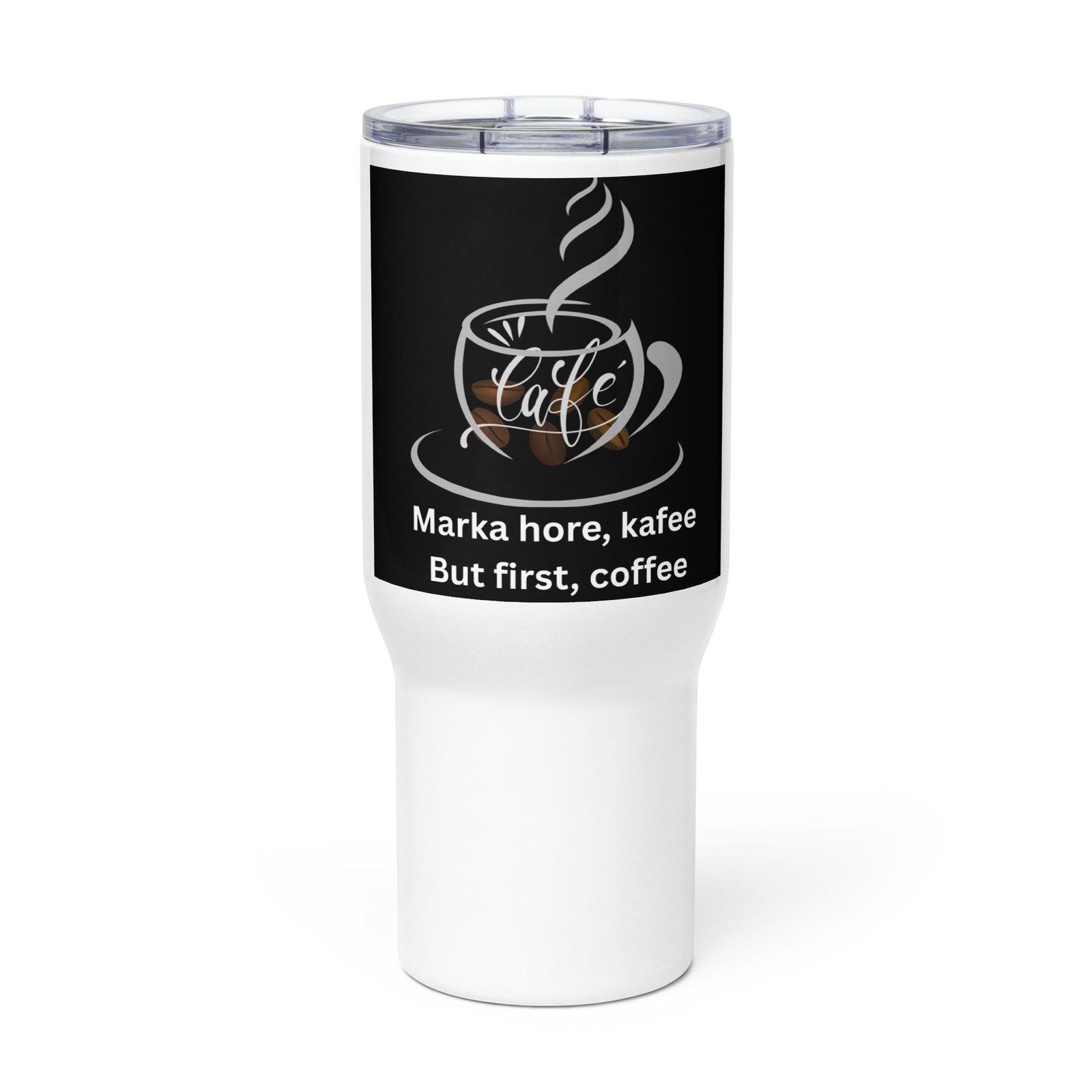 Travel mug with a handle